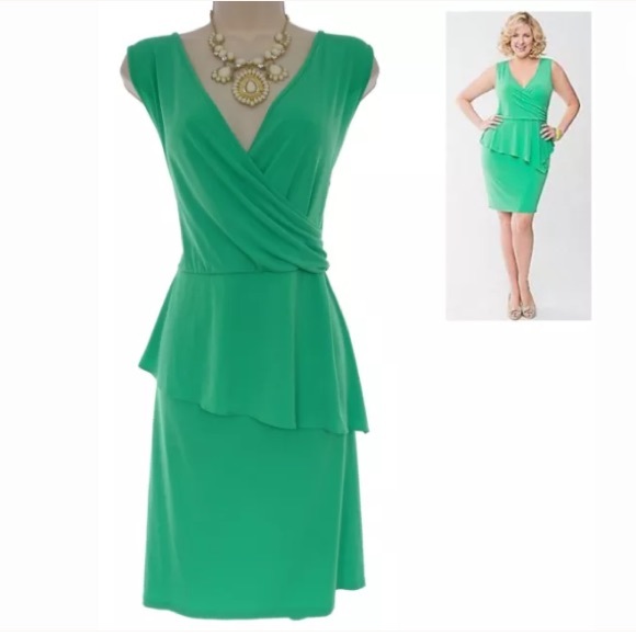 Lane Bryant Dresses & Skirts - 16 1X▪️SEXY GREEN PEPLUM DRESS Sheath Plus Size